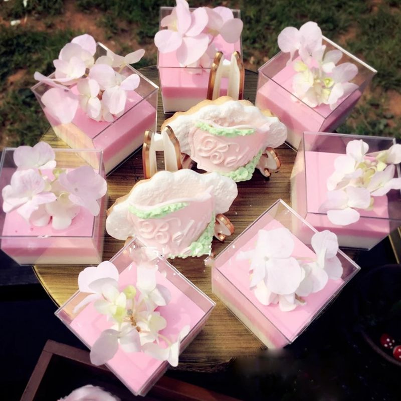 Vasos de postre de plástico transparente, Cuadrado Grado de comida, 10 paquetes, 2,3 oz