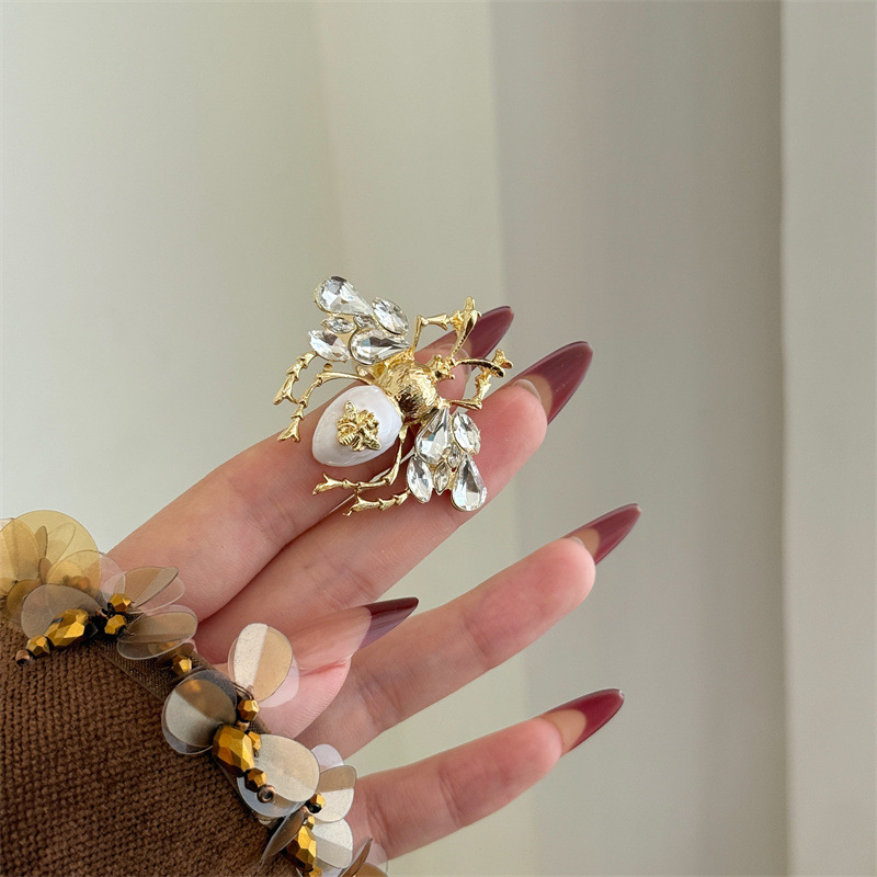 HangZhi Vintage esmalte Rhinestone insecto anillo colorido lindo mariposa escarabajo Punk Y2K joyería para mujeres