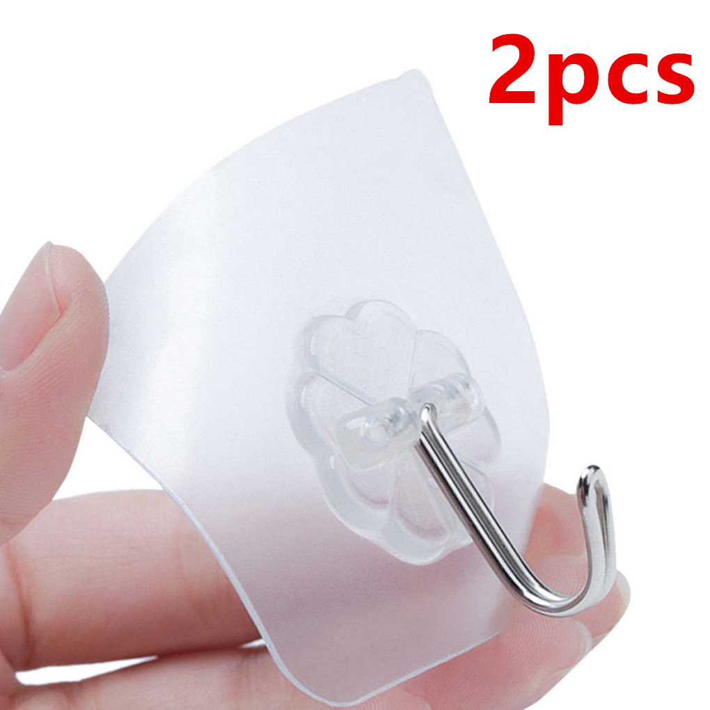 2/6/10 pièces crochet de suspension ventouse adhésif mur aspirateur ventouse salle de bain lourde Transparent support de charge en acier inoxydable Transparent: 2pcs