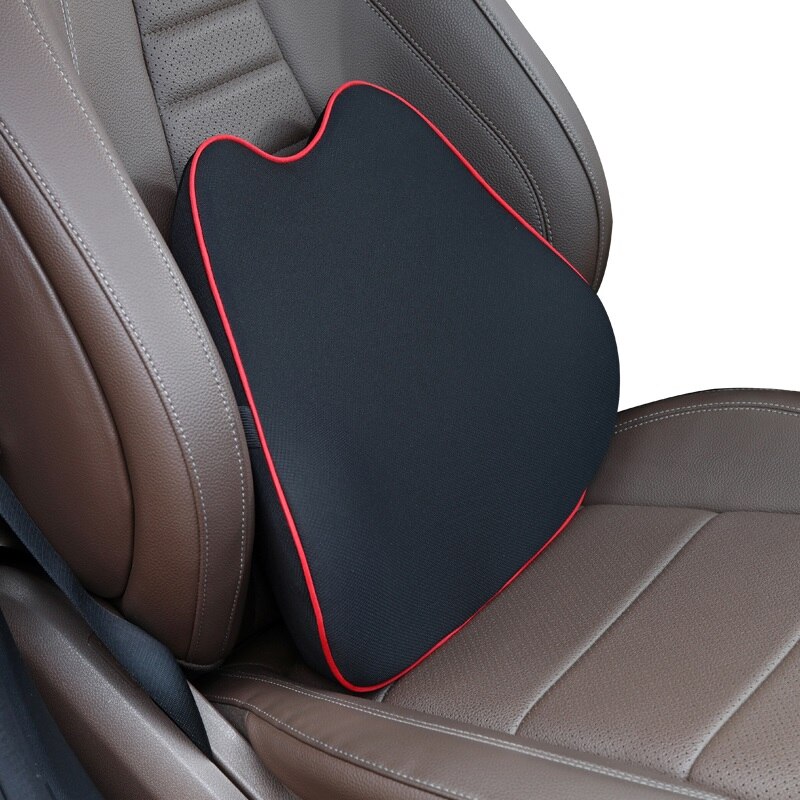 Bilstol nackstödskudde auto memory foam bil nackkudde säte huvudstöd svankstöd för kontorsstol kudde för bil auto: Svart röd kudde