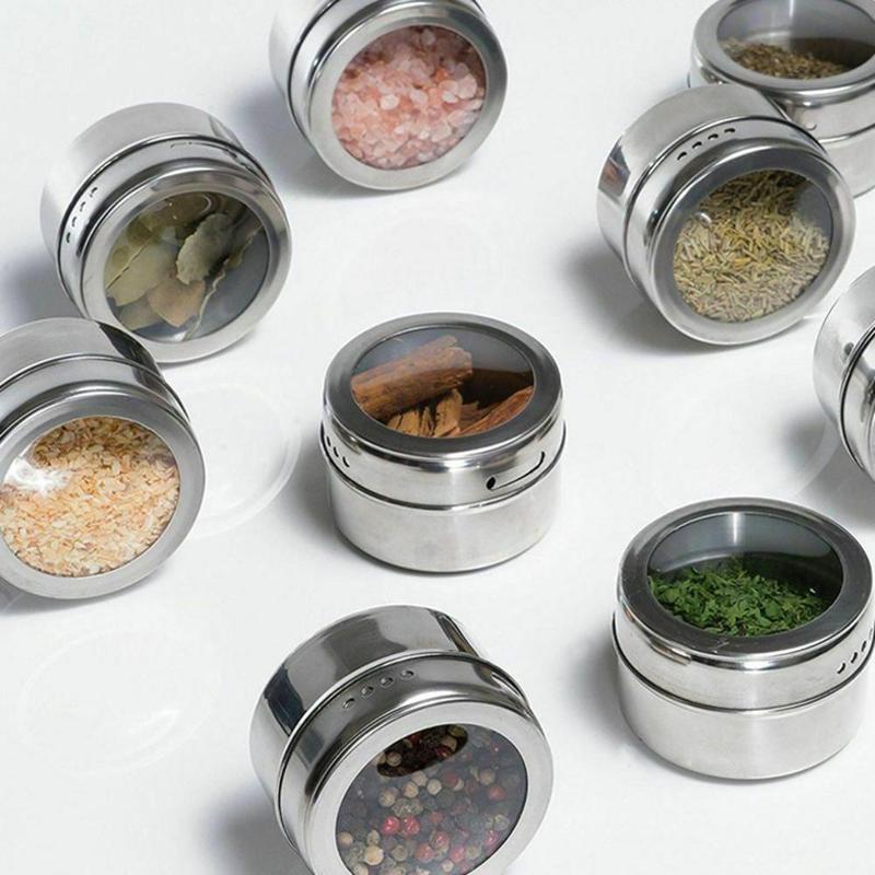 Magnetic Dustproof Visible Salt Pepper Shakers Container Bottle Box Spice Set Seasoning BBQ Gadget Indian Spice Jar Kitchen X5X4