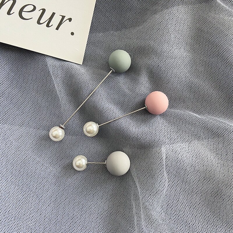 INS Network Red Pearl Brooch Female Anti-Exposure Buckle A- line Pin Fixed Clothes Small Pin Safety Pin Corsage Accessories: 11  Long Dull Polish Pearl Three piece Set