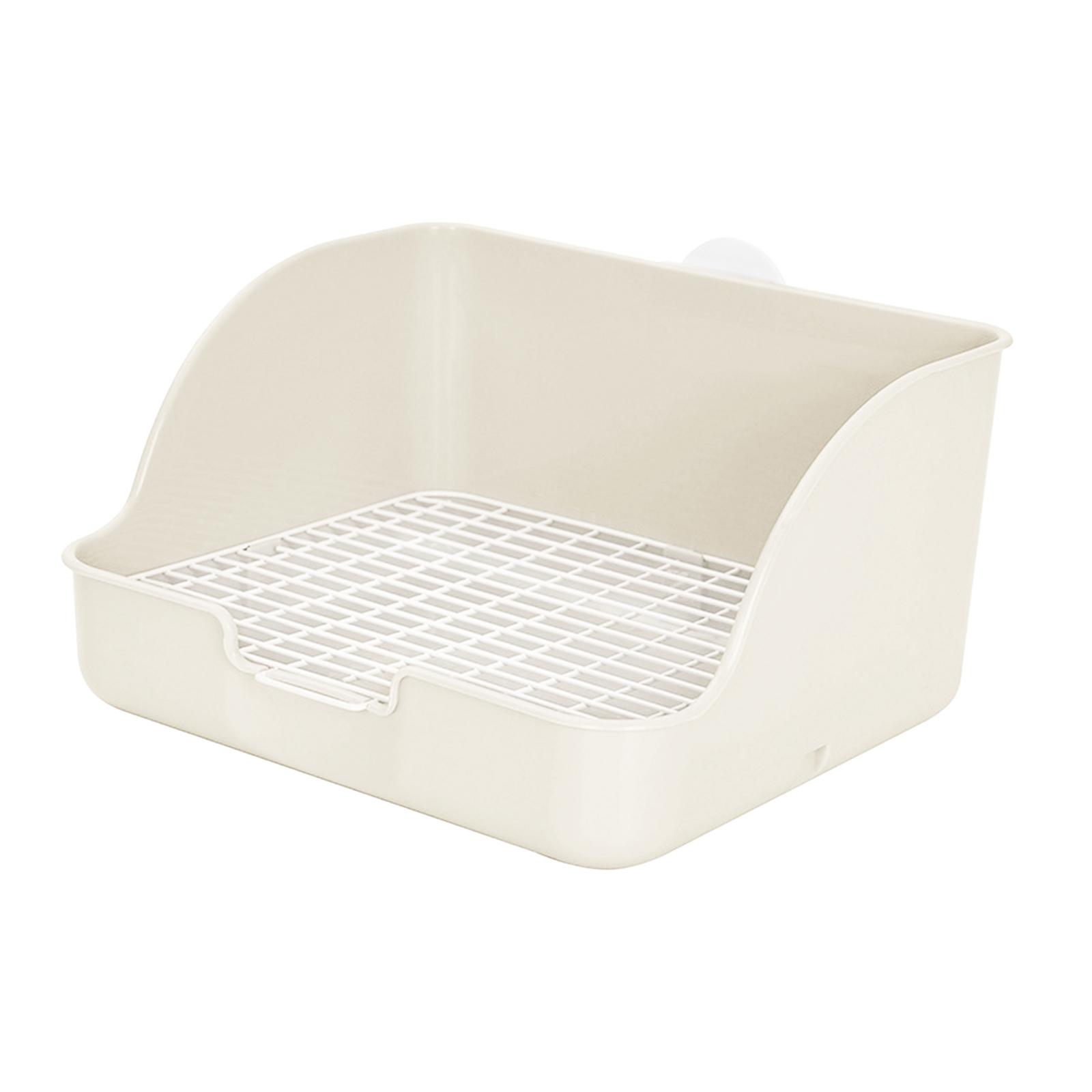 Caixa retangular de coelho pet pet potty, Bandeja pequena de pee pan animal, Operação fácil maior: Cáqui Escuro