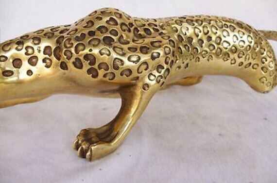 Statue de guépard en laiton de 13 pouces, énorme décoration de collection, léopard panthère, Cheetah Run, sorties d'usine en laiton, spinner à fidget
