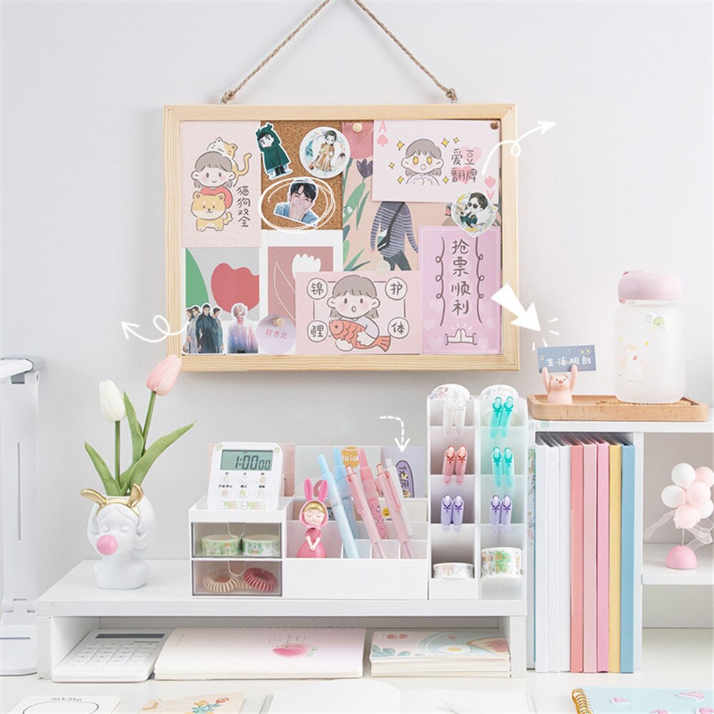 Soft Wooden Cork Board Hanging Postcard Photo Message Wall Board Pushpin DIY Memo Paper Background Board Office Stationery