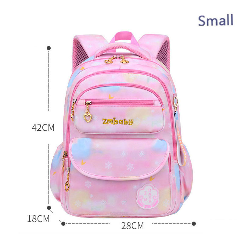 Girls Cute Princess School Bags Children Pink School Backpack Waterproof Hard-Wearing Bookbag Kids High Capacity Lightweight Sac: Pink Small