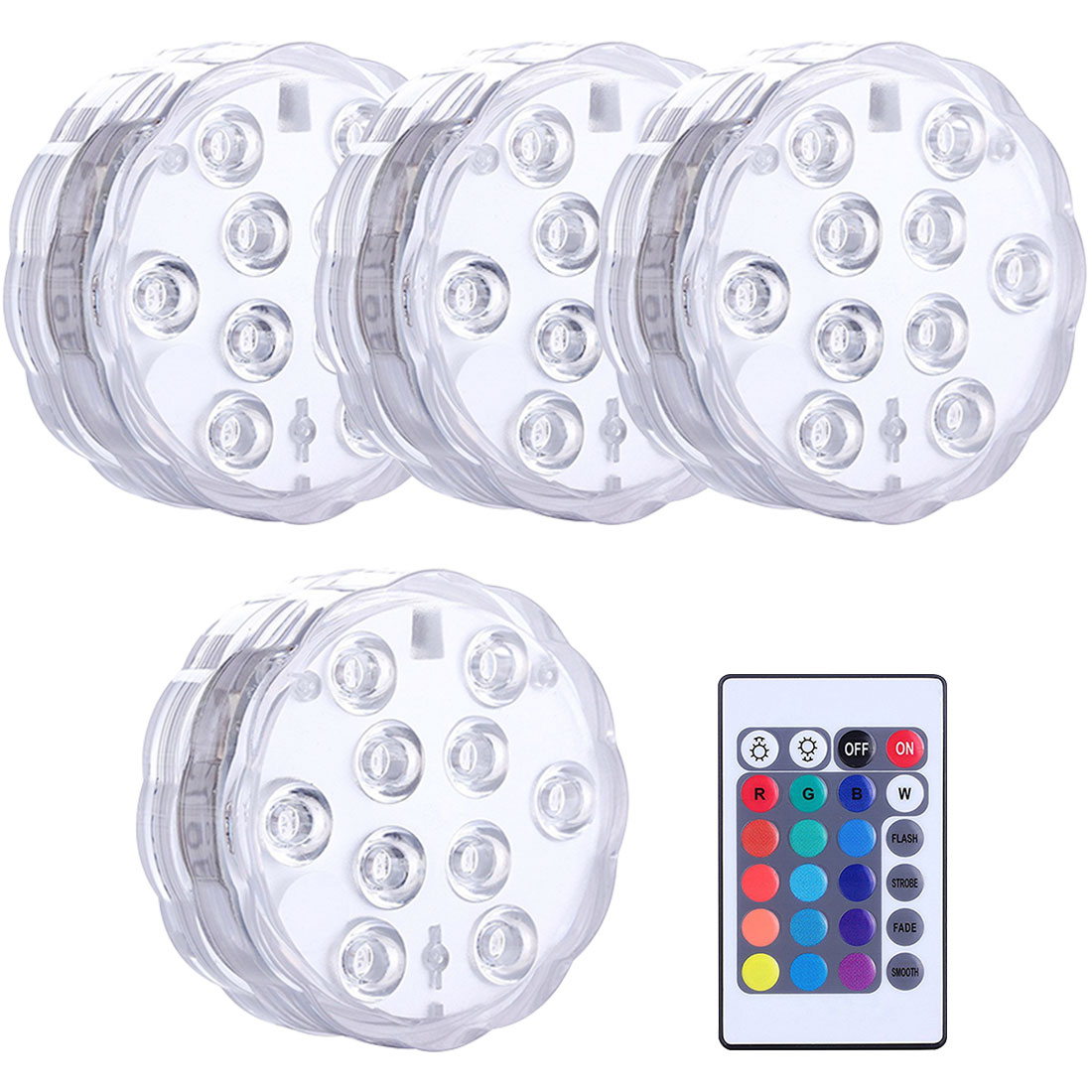 RGB13 Lights LED Waterproof Submersible Underwater Remote Control Night Lamp Tea Light Vase Bowl Party Pool Multi Color: 4 Lights withcontrol
