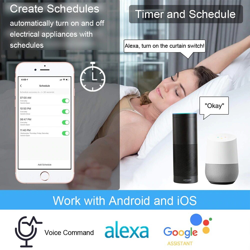Google Home Alexa Echo commande vocale bricolage maison intelligente Tuya vie intelligente WiFi rideau aveugle interrupteur pour volet roulant moteur électrique