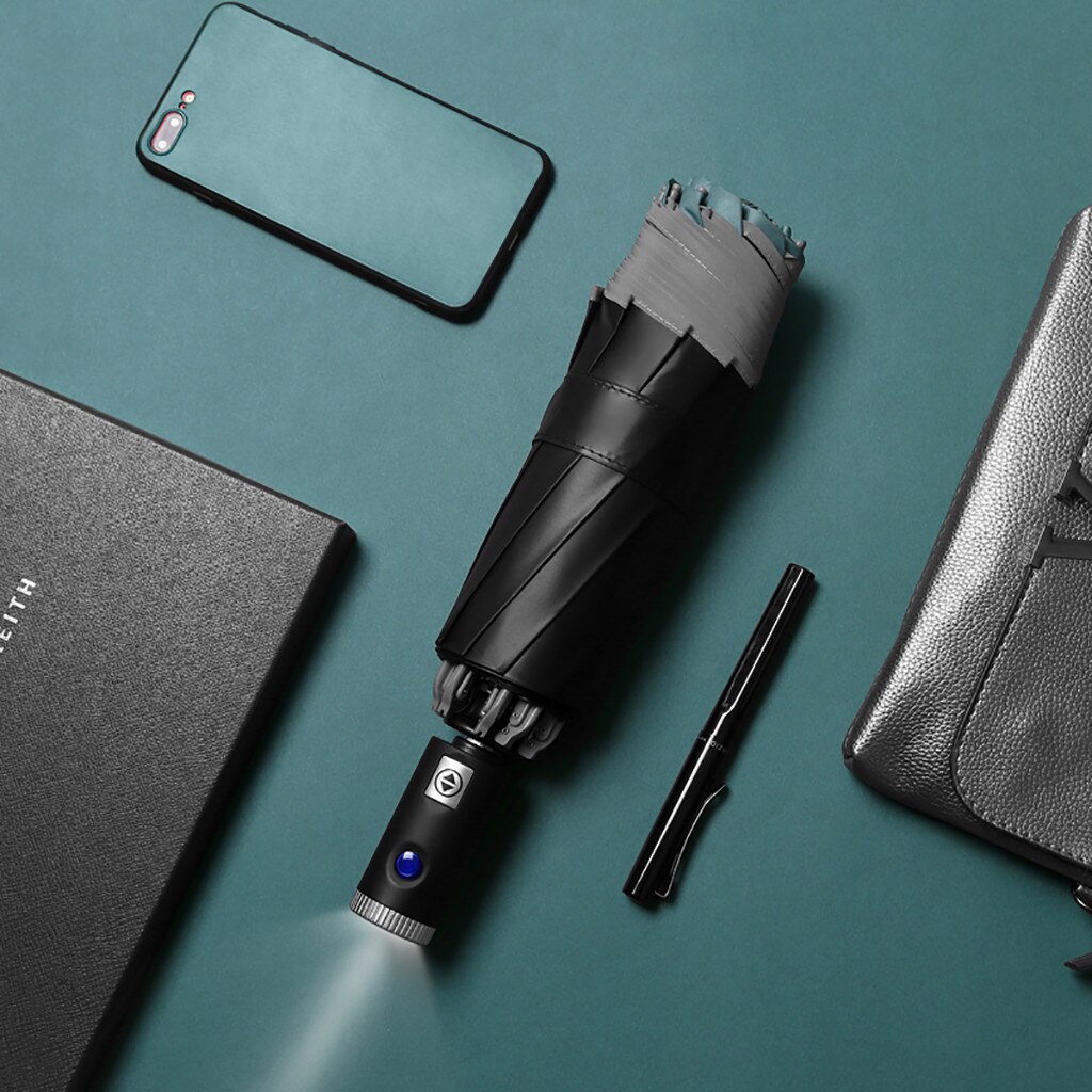 Automatic Reverse Umbrella For Car Portable Windproof Business Umbrella For Women and Men With Reflective Stripe Edge