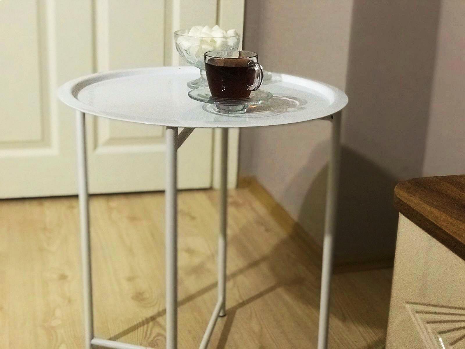 Handmade Coffee Table Foldable Portable Garden Patio Balcony Metal White Black Red Purple: White