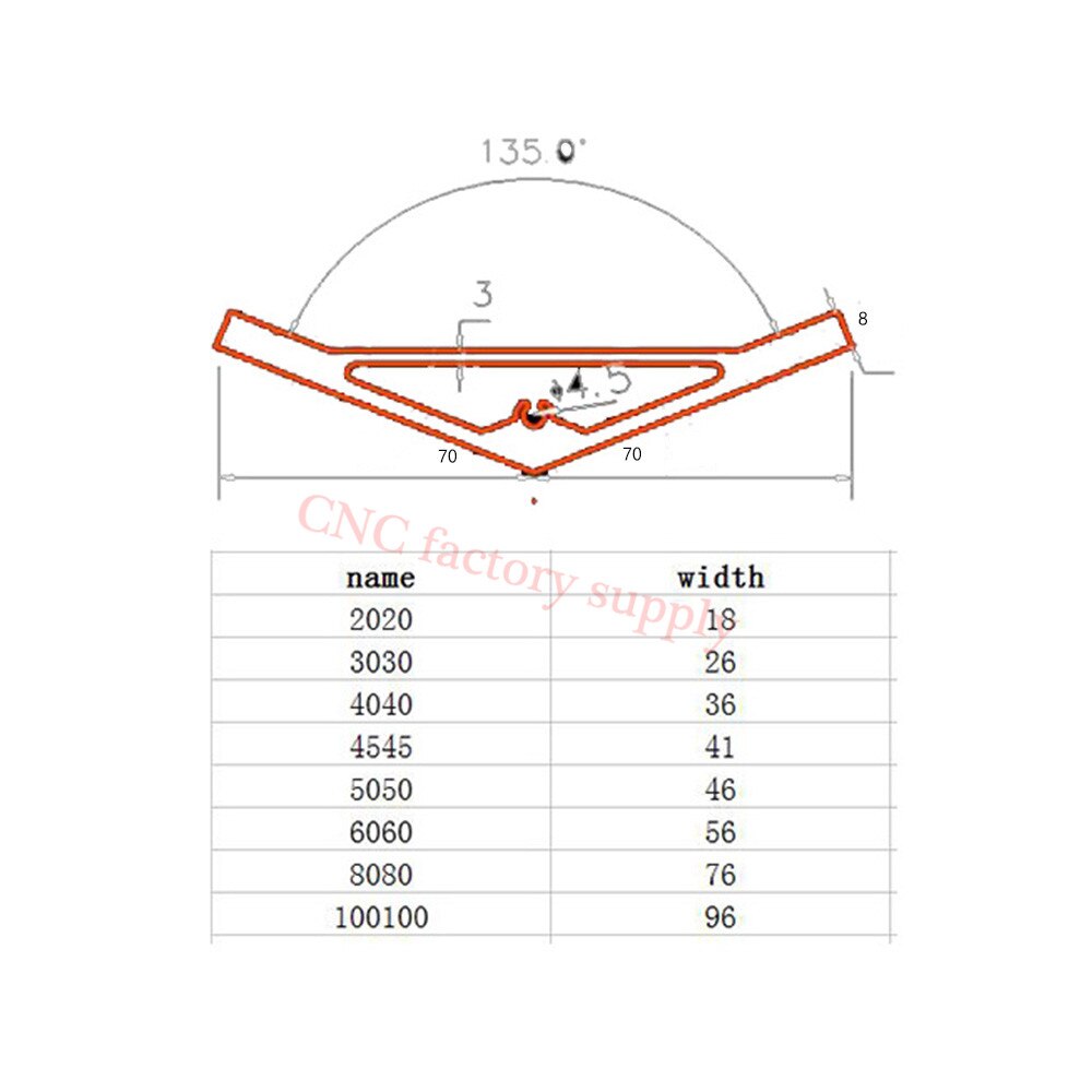 aanpassing 135 graden ingeschreven hoek beugel hoek connector EU standaard 20/30/40/45/50 /60/80 serie Aluminium Profiel delen