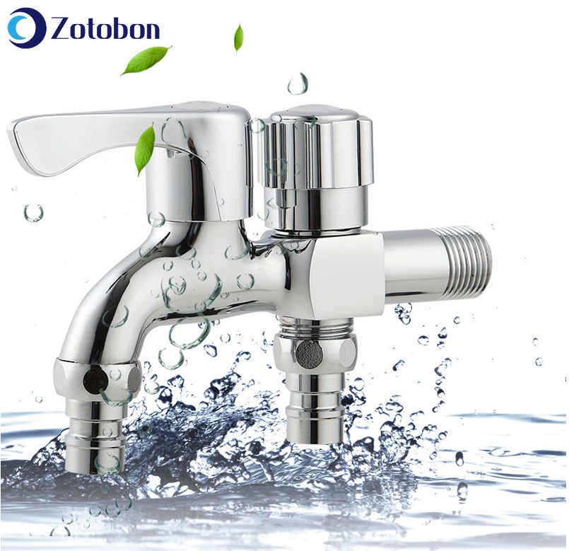 ZOTOBON Double faucet Wall Mount Washing Machine mop faucet Multi-function outdoor Balcony Water Tap Laundry Bibcock taps F8