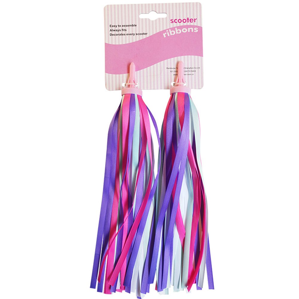 Manillar de bicicleta de colores con flecos para niños, cinta para bicicleta, triciclo, para niñas y niños, 2 uds.: Pink with Purple