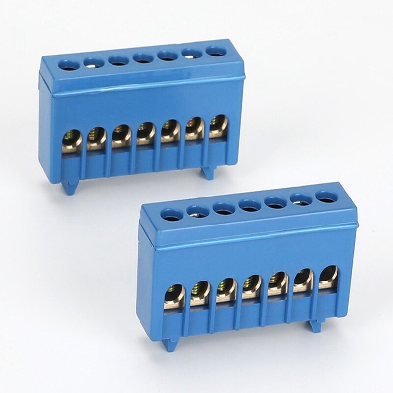 1pcs Rail type copper terminal block 7 / 12 / 15 hole flame retardant brass neutral grounding bar