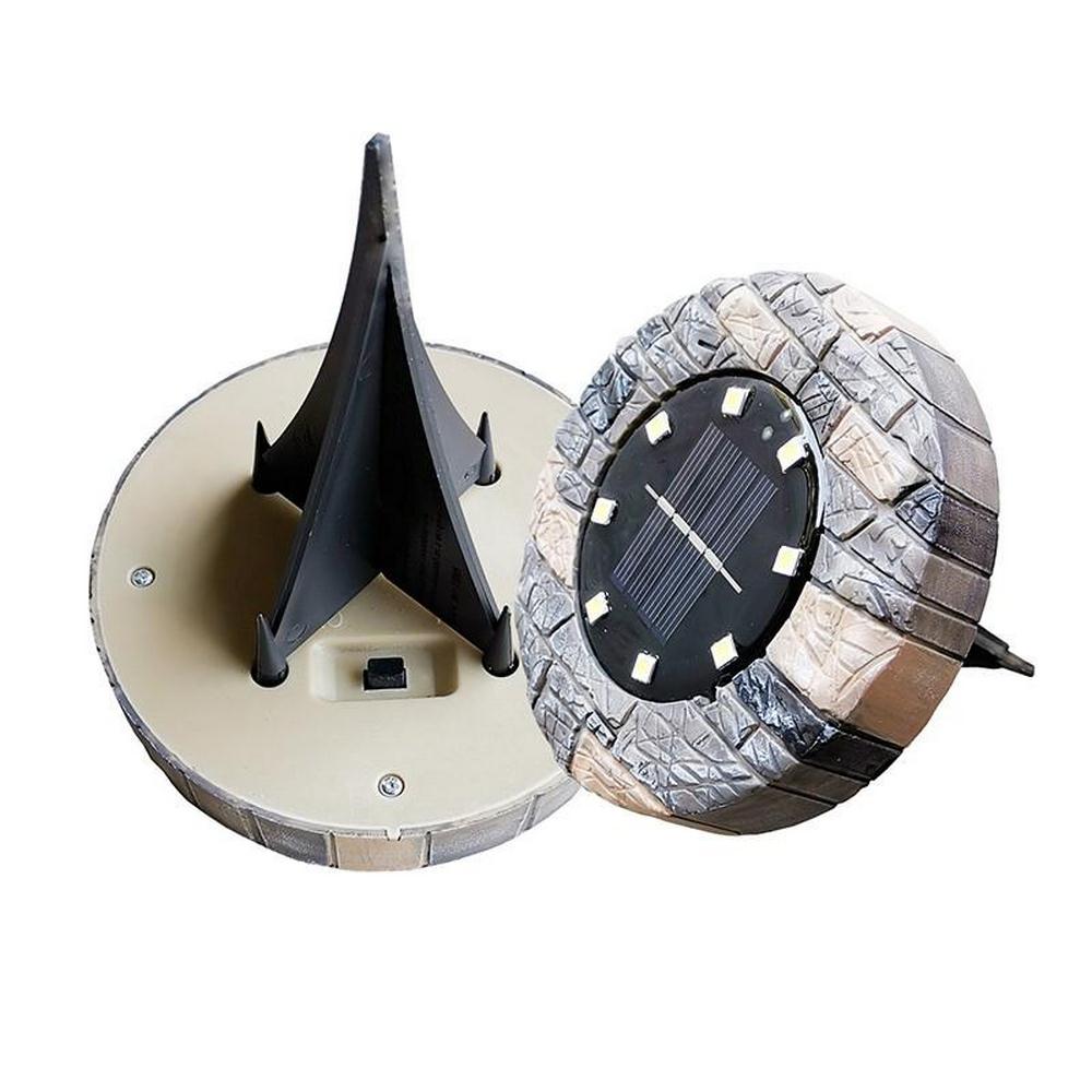 Luz Solar subterránea imitación de piedra patrón decoración de jardín luces de tierra lámpara al aire libre impermeable IP65 pasarela lámpara de camino: Warm light / 16Leds