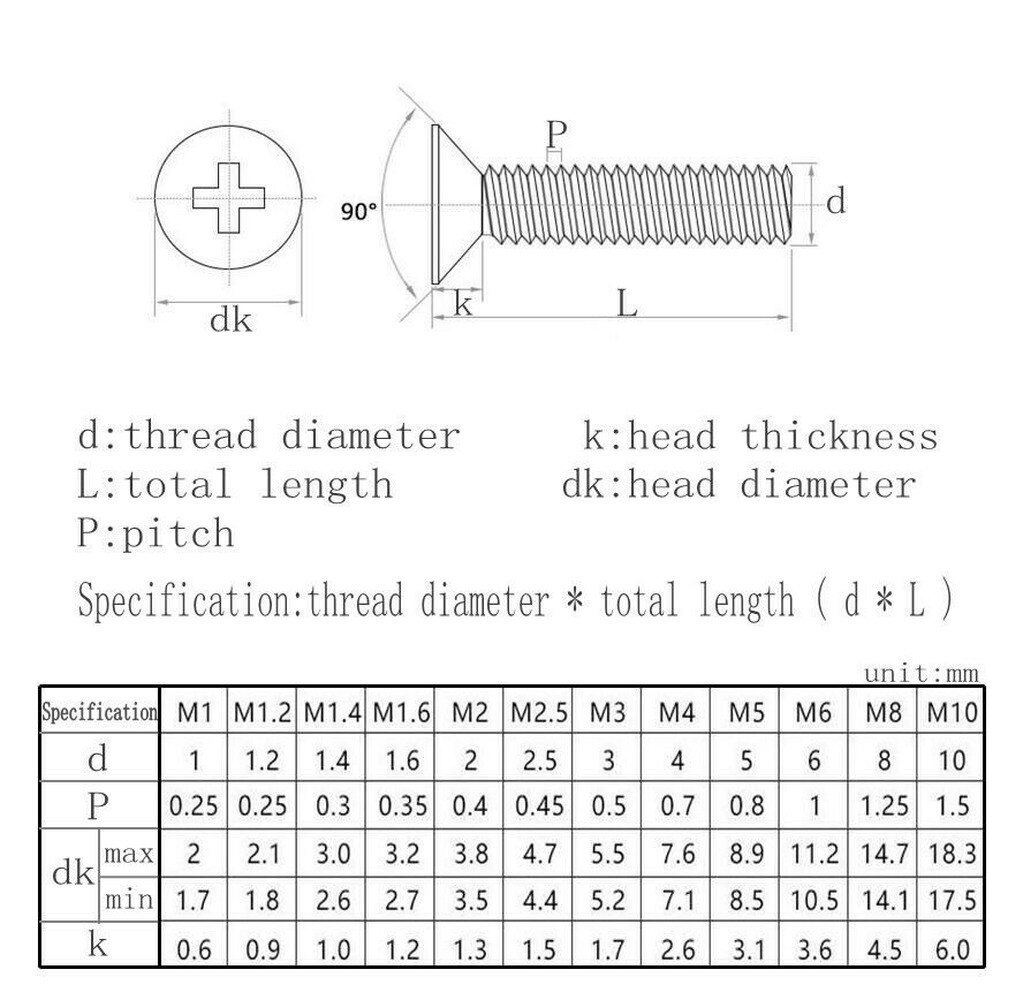50 stuks  m2 m 2.5 m 3 koperen verzonken kruiskopschroeven / platkop kruiskopschroeven