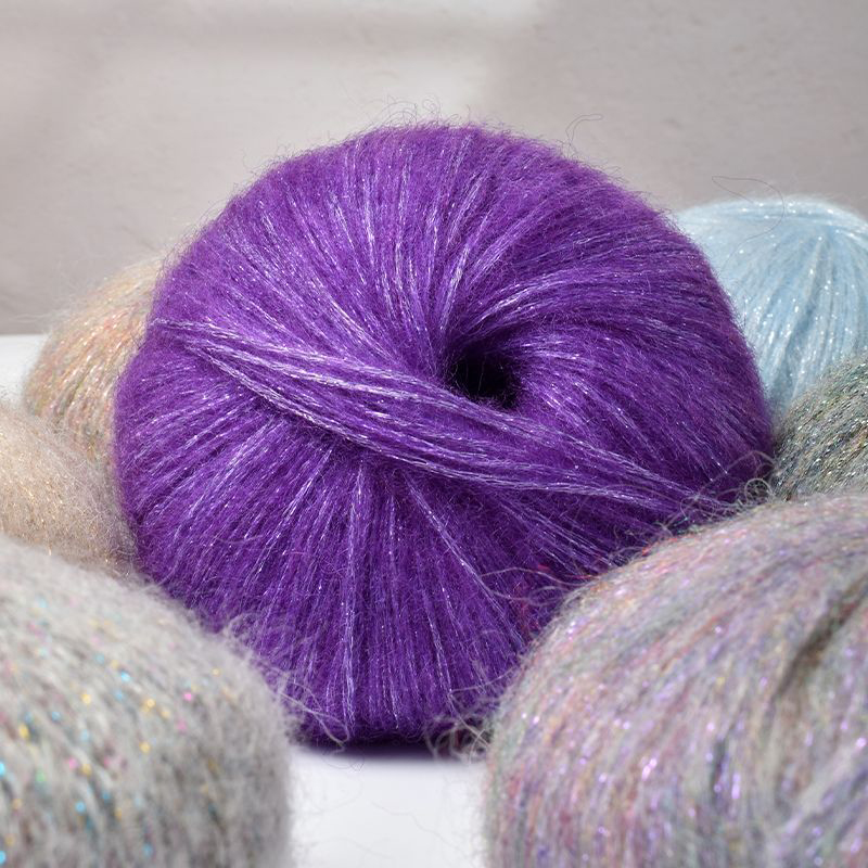 25g/Knäuel Glitzer Mohair Garn Weiche Warme betroffen zur Seite fahren Schal Hütte Faden Nadel Häkeln Hand Gestrickte Faden DIY liefert