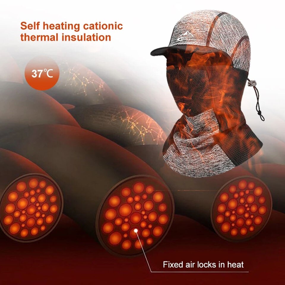 KoKossi Winter warm Selbst-heizung Kappe Radfahren Sport Volle Gesicht Maske Schal draussen Winddicht Headwear Sturmhaube Skifahren Angeln Hütte
