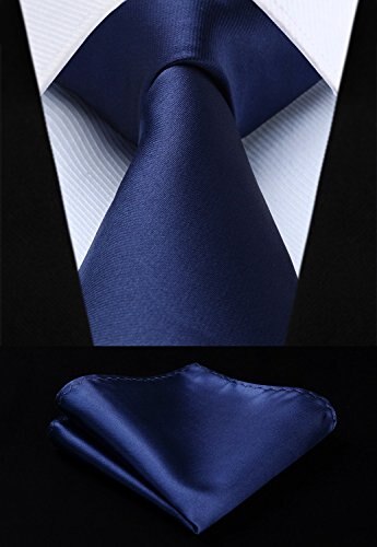 Heren Das Stropdas Set Solid Stropdassen Voor Man Zakdoek Party Voor Mannen Trouwjurk Accessoires: Marineblauw