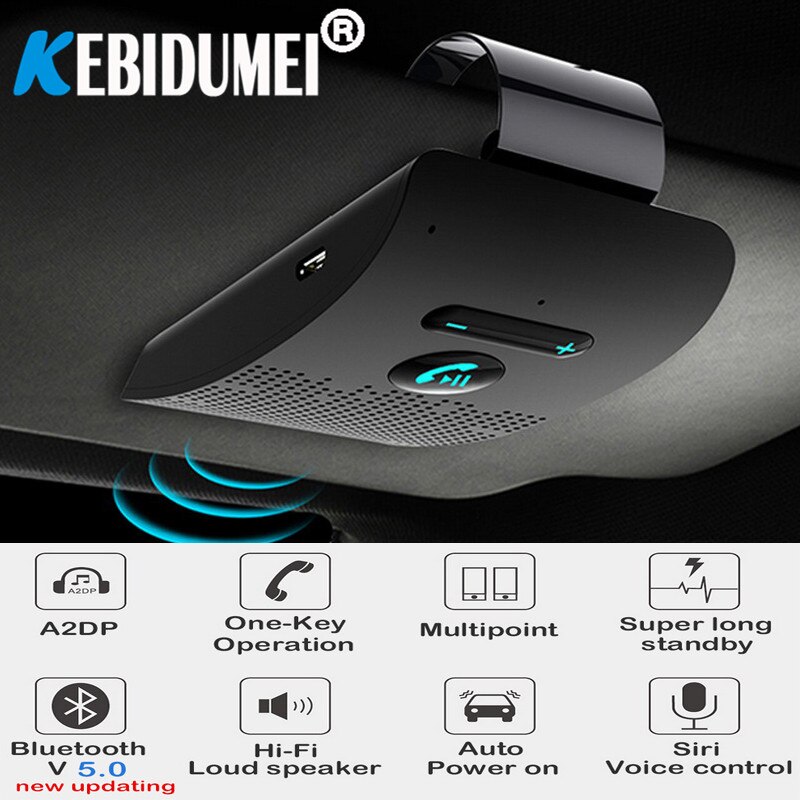 Kebdiumei Handsfree Bluetooth 4.2 Adapter Carkit Zonneklep Luidspreker Auto Draadloze Speakerphone Carkit Voor Telefoon Handsfree