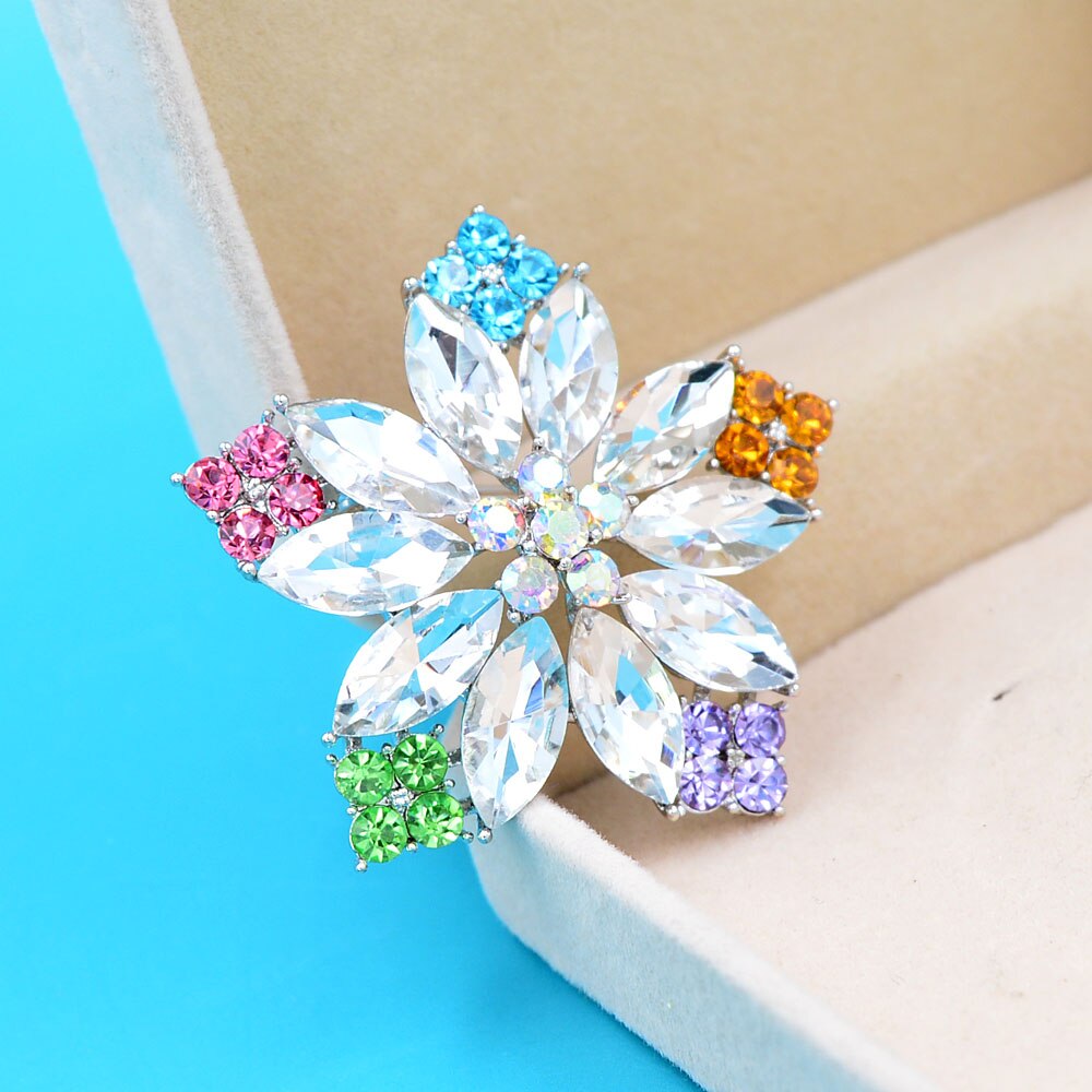 Cindy xiang cristal bela flor broches para as mulheres brilhando moda colorida planta pino broche acessórios do casaco de alta qualidade