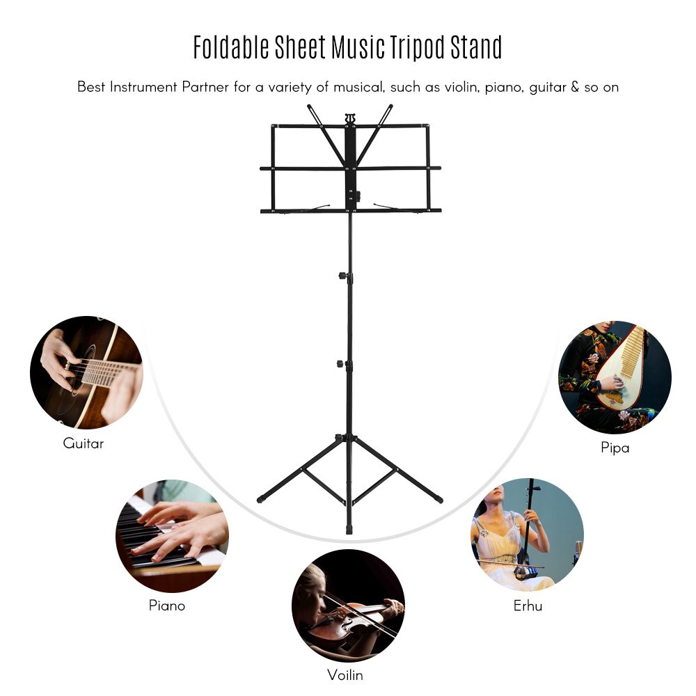 Feuille de musique pliable trépied A4 taille support de partition de musique avec 40 poches pour guitare basse ukulélé Piano violon