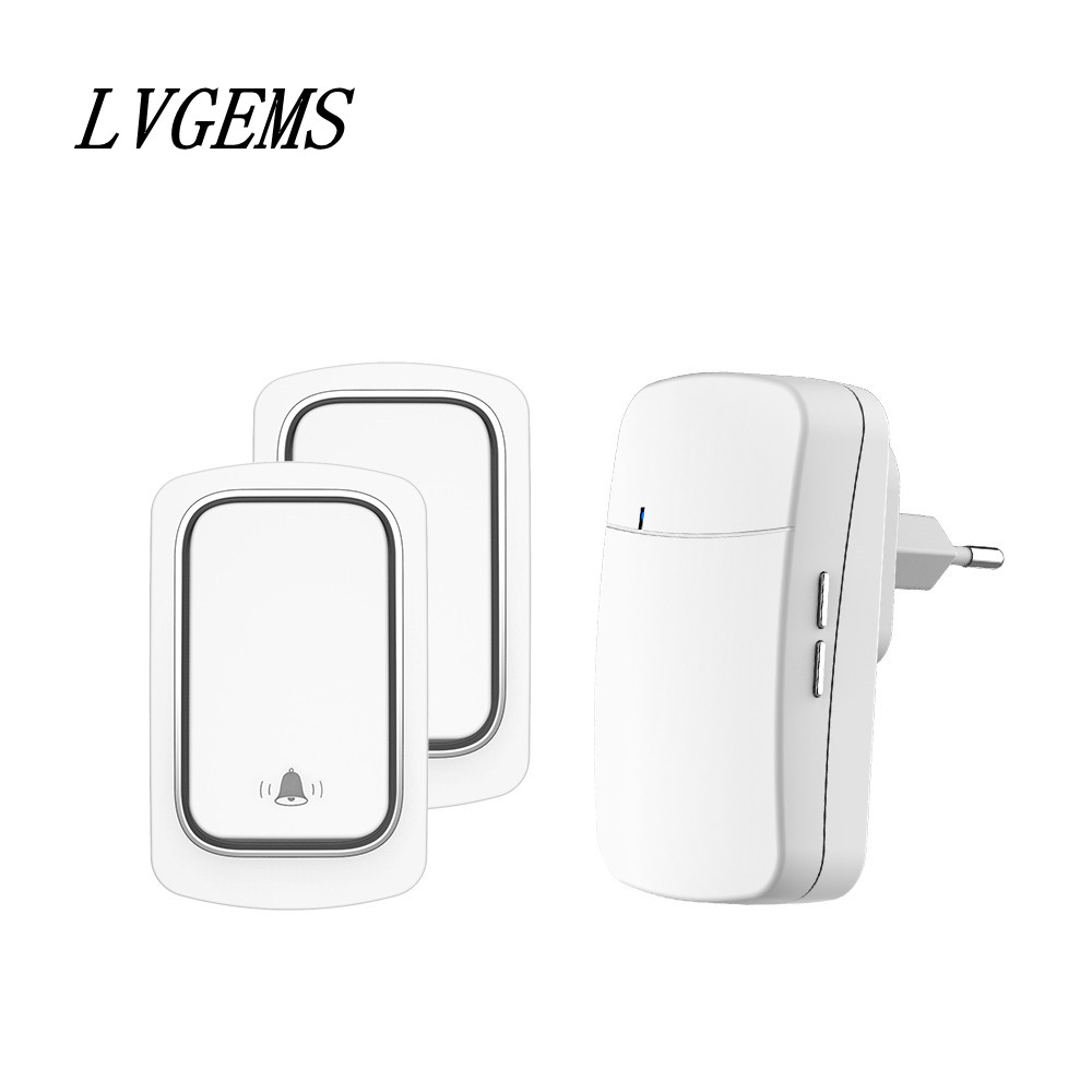 Sino de porta sem fio, com conector eua, ue, reino unido, à prova d&#39;água, sem fio, 150m de distância, 32 músicas, para porta de boas vindas: 2Button 1Receiver W / UK