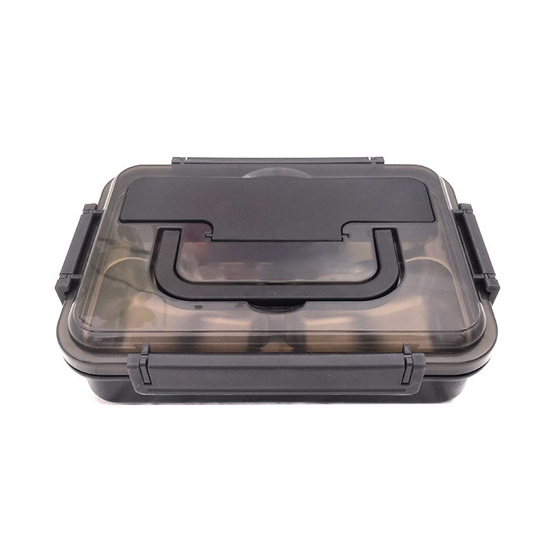Portable 304 Stainless Steel Lunch Box Compartment Bento Box Kitchen Leakproof Food Container To Send Tableware: black / 3