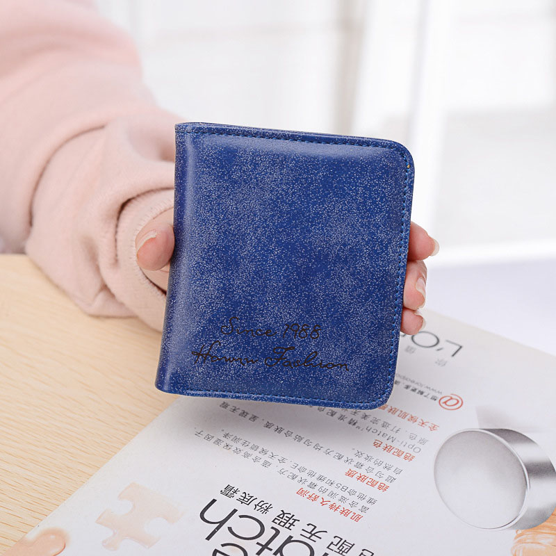 Korean Small Girl Mini Wallet Purse PU Leather Slim Female Wallets Change Purse Girls Mini Coin Purses Card Holder: Deep Blue