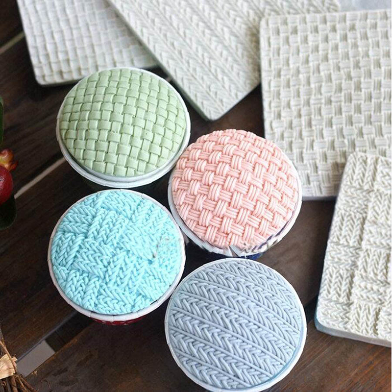 Breien Wol Kant Patroon Fondant Siliconen Mallen Road Knit Printing Pad Textuur Template Cake Decorating Bakken Cupcake Topper