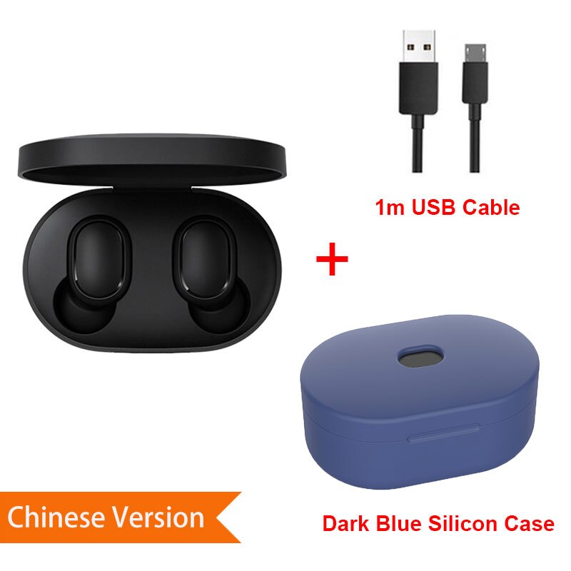 Xiaomi Redmi Airdots Earphone Bluetooth 5.0 Wireless Ear Hook Earbuds Noise Reduction Headset With Microphone AI Control: CN SiCase DarkBlue C