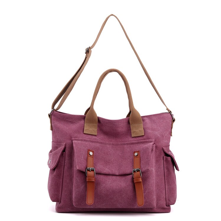 Mode Vrouwen Schoudertassen Canvas Vrouwelijke Crossbody Tas Dames Retro Bakken Grote Messenger Bag Leisure Handtassen Sac: Bourgondië