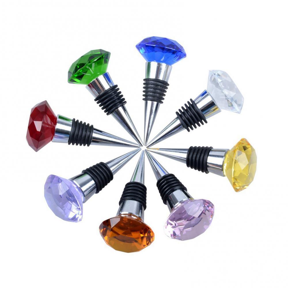 80%HOTCrystal Metal Silicone Leakproof Reusable Wine Stopper Bottle Sealer Cork Plug