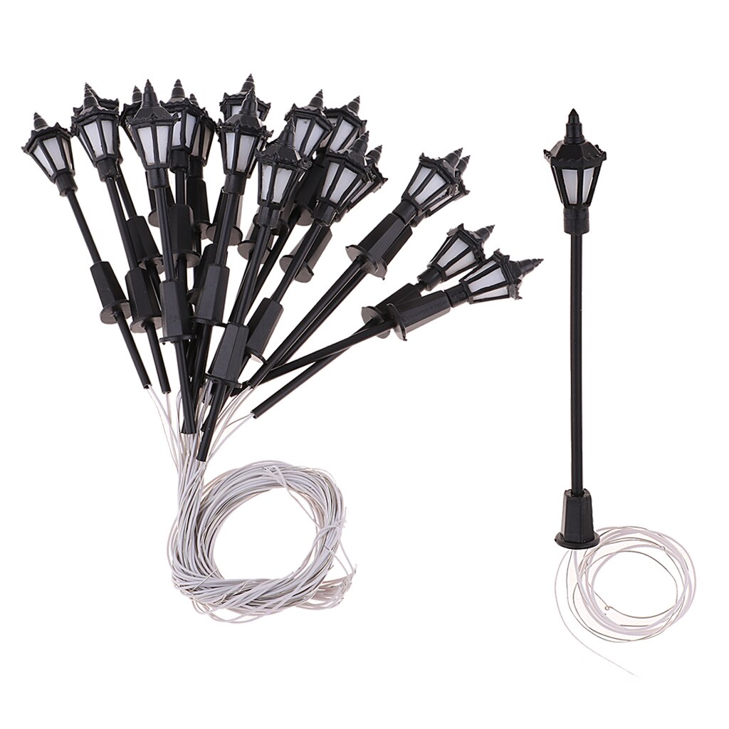 20 Stuks 1:150 Model Railway Trein Lamp Post Miniatuur Tuin Landschap Straatverlichting Ho Oo Schaal Leds Enkele Hoofd Decoratie