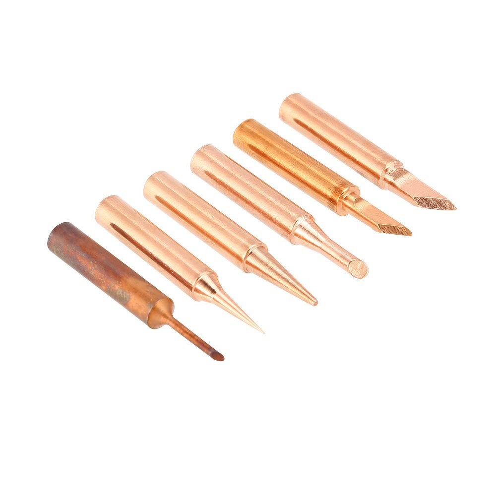 5PCS Solder Soldering Iron Tip Pure Copper Replacement Rework Station Tool Lead-free Welding Head Bits Electric DIY Repair