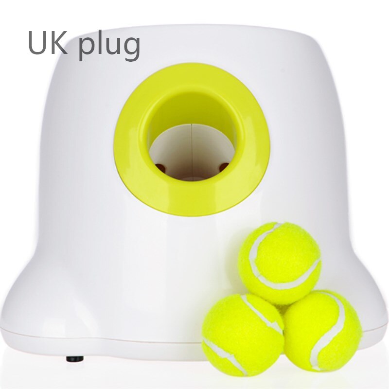 Hond Huisdier Speelgoed Tennisbal Launcher Automatische Gooien Machine Hond Bal Gooien Apparaat Met 3 Ballen: UK plug