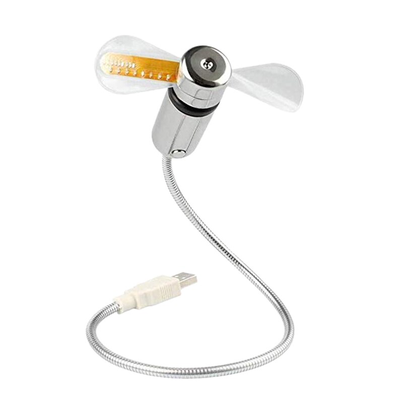 USB Fans Mini Time and Temperature Display with LED Light Cool Gadget for Laptop PC Computer