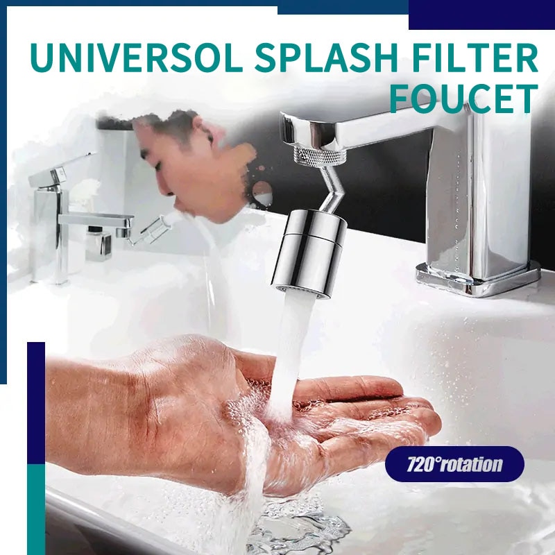 Universal Splash Filter Faucet 720° Rotate Spray Head Anti Splash Filter Faucet Movable Kitchen Tap Water Saving Nozzle Sprayer