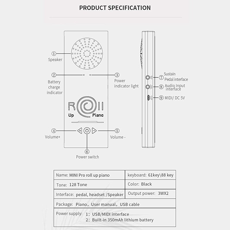 88 Keys Electric Piano Roll Up Piano Portable Rechargeable Electric Hand Roll Piano With Speaker For Kids Beginners