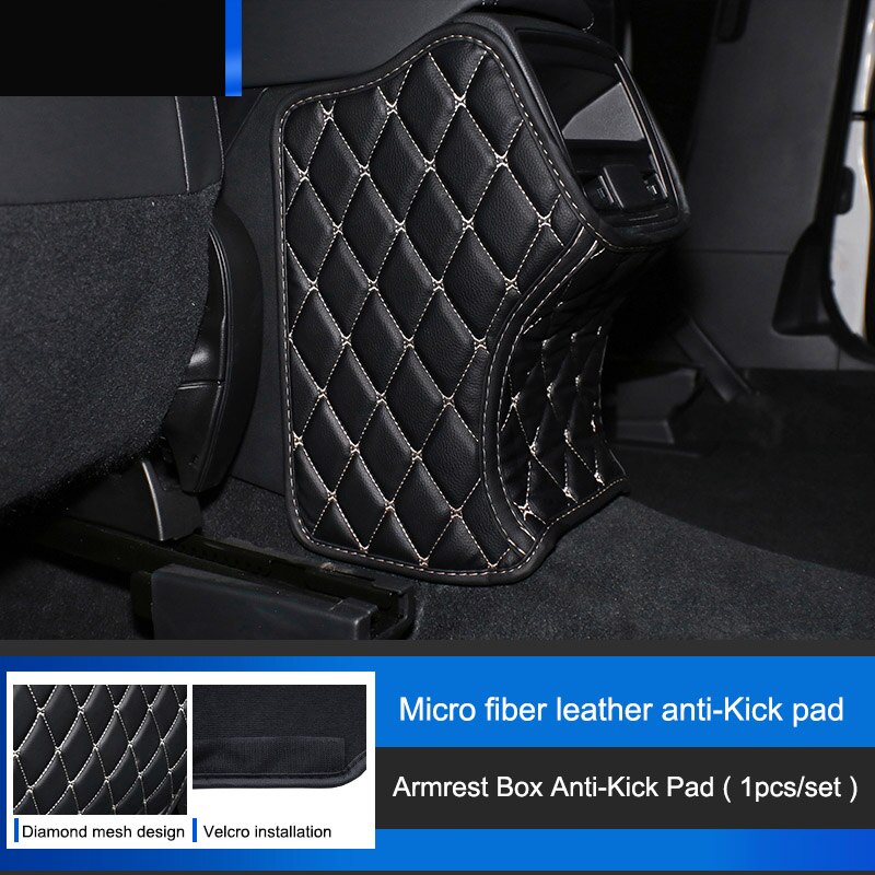 QHCP-alfombrilla de microfibra de cuero para asiento de coche, antipatadas, reposabrazos, almohadilla antipatadas para niños, poste B, pilar para Subaru Forester 19-22, estilo de coche: Armrest Box Black A
