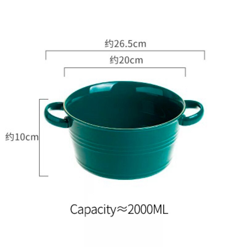 Smaragdgrøn keramik guld indlæg western mad bøf pasta fiske tallerken fad salat suppe ris skål krydderi fad porcelæn bordkrig: Suppeskål 2000ml