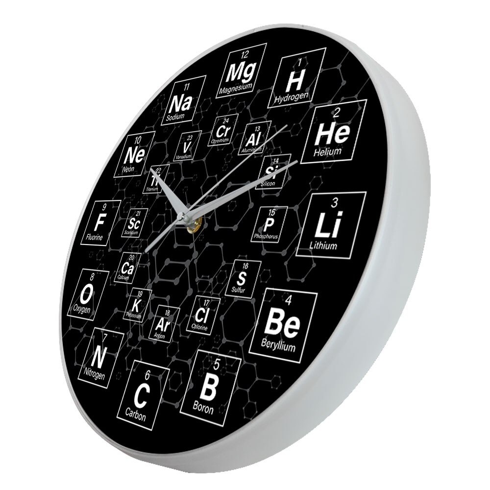 Tabla periódica de los elementos químicos, reloj de pared de ciencia, arte de pared, decoración para aula, reloj de pared, para profesores de Química