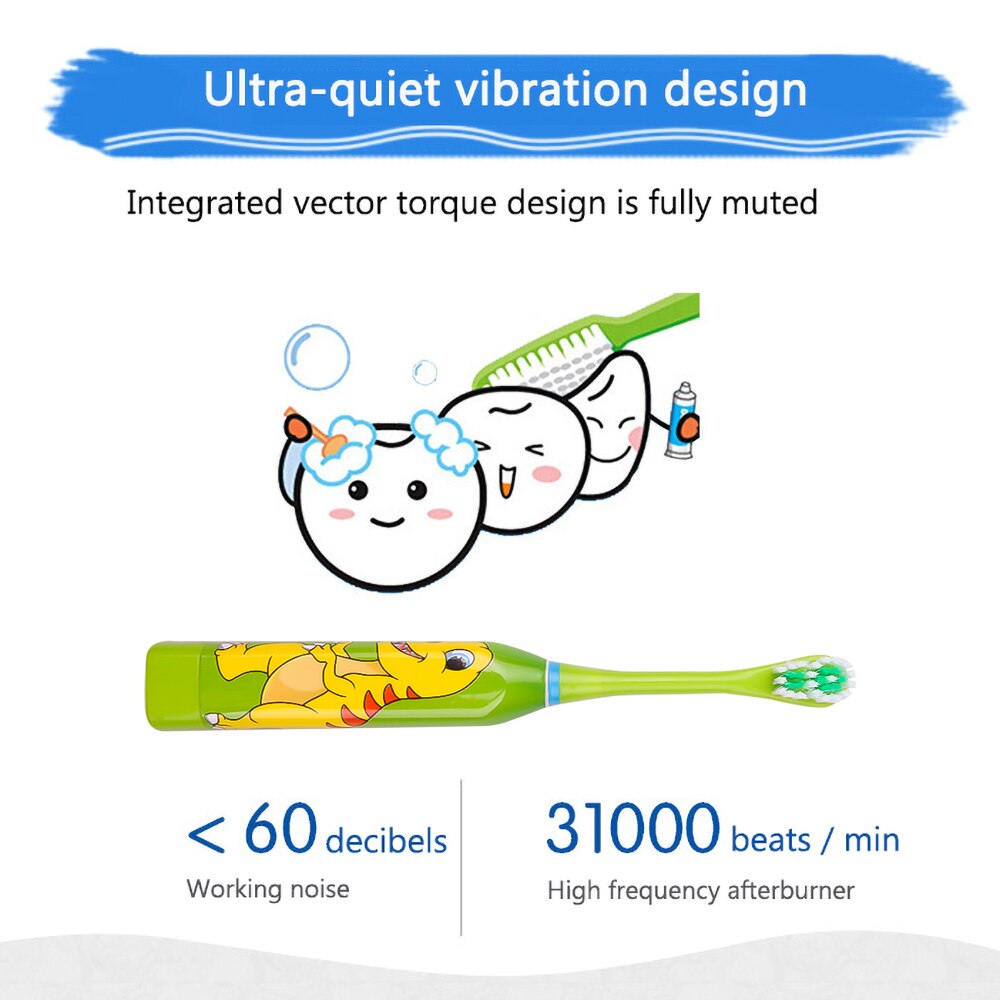 Kids Electric Toothbrush Brush Head Children Cartoon Pattern Double-sided Tooth Brush Electric Battery Teeth Brush For Kids