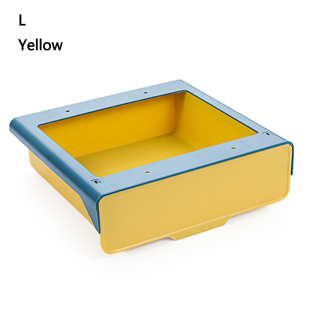 1PC Under Desk Storage Drawer Desk Stand Self Stick Pencil Tray Desk Table Organizer Box Convenient Office Container Newest: Style2-Yellow-L