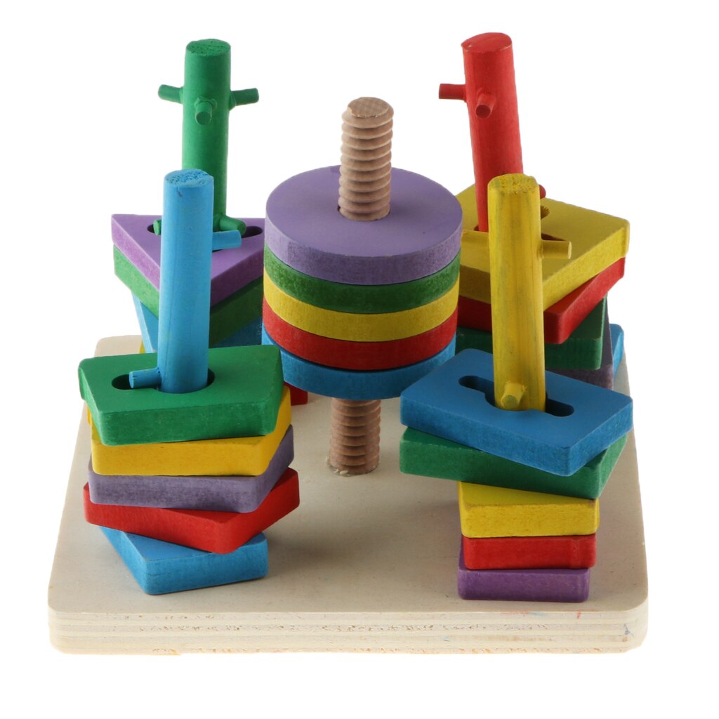 5 in 1 Wooden Educational Shape Color Sorting Stacking & Sorting Puzzles Preschool Stacking Block Toddler Toys