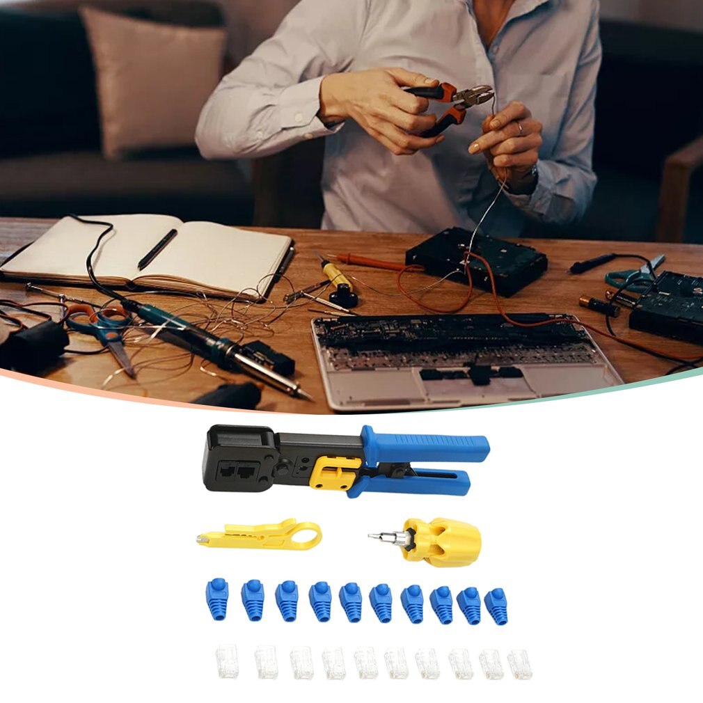 Manual Crimping Pliers Through Hole Crystal Head Crimping Pliers 6P8P Multifunction Ez Through Hole Cable Pliers