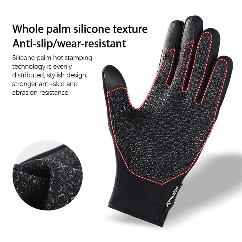 Kyncilor gants de cyclisme écran tactile vtt gants de vélo en plein air coupe-vent doigt complet gants d'hiver mitaines pour hommes femmes