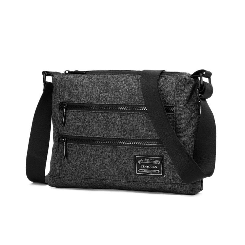 Scione Mannen Eenvoudige Effen Schoudertassen Mode Crossbody Casual Business Aktetassen Canvas Student School Travel Messenger Pack: Black Small