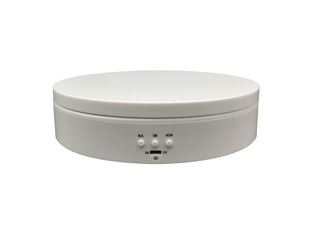 360 Degree Electric Rotating Mirror Jewelry Display Stand Base Electric Rotating Turntable Jewelry Holder for Photography Video: White Matte