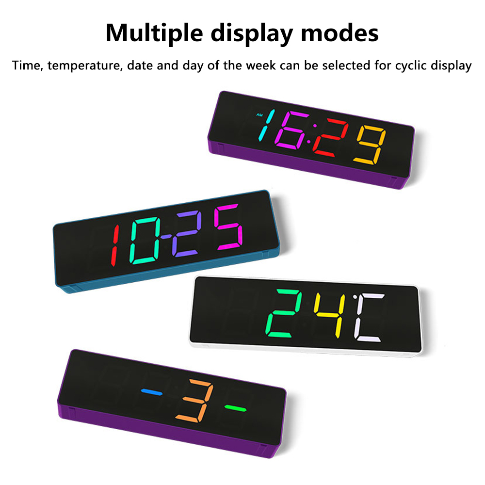 Kit d'horloge numérique RGB multicolore à monter soi-même : affichage, alarme de température